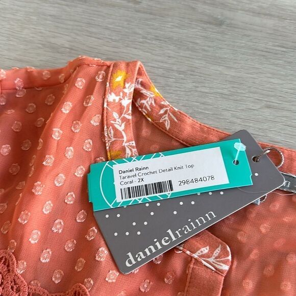 Daniel Rainn Taravel Crotchet Detail Knit Top Coral 2X STITCH FIX‎ NWT - Picture 7 of 8